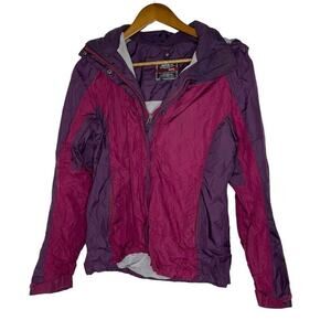 Eddie Bauer Purple Weather Edge W/ Detachable Hood Rain Coat Jacket Size S Women